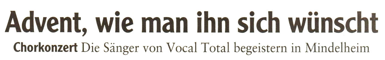 Artikel Mindelheimer Zeitung zum Adventskonzert